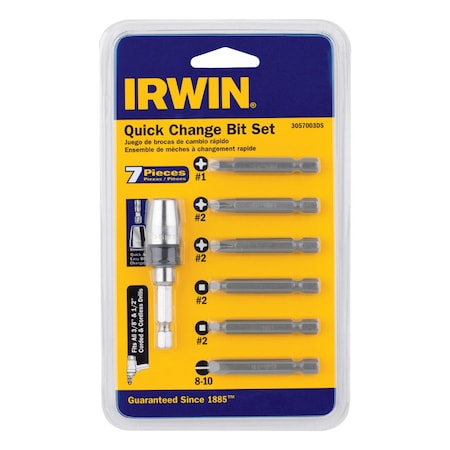 IRWIN 7PC SCREWDRIVING BIT Set (IWAF12-7) (5/Each)